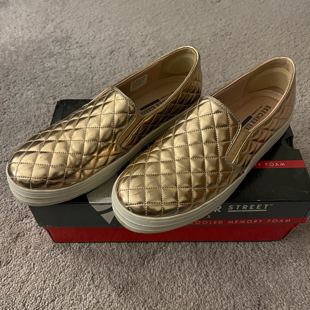 Rose Gold Skecher Slip Ons